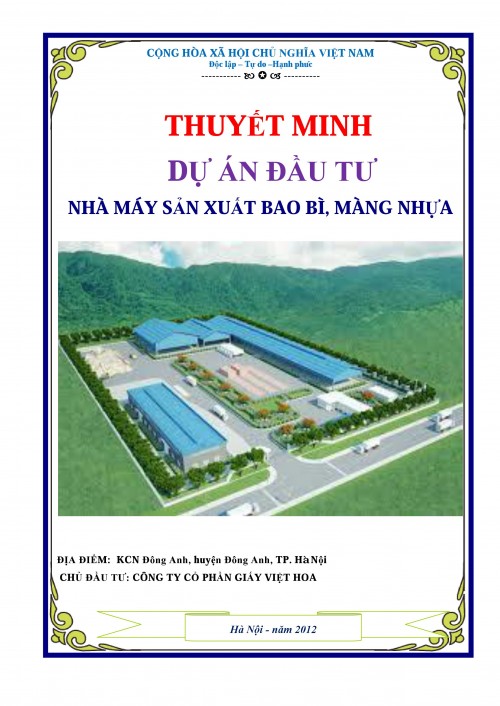 Dự án đầu tư nhà máy giấy và bao bi Hà Nội