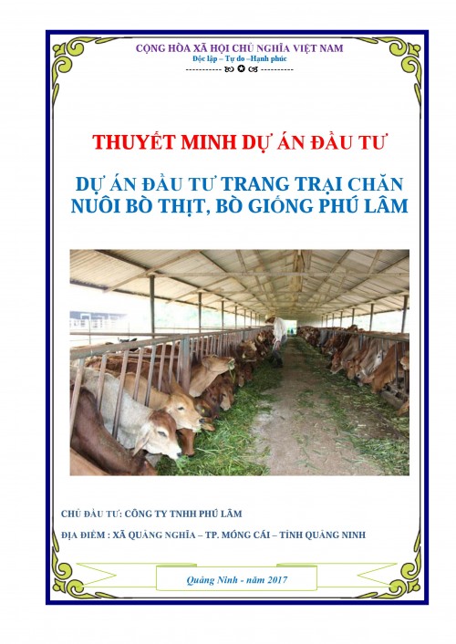 Dự án đầu tư trang trại chăn nuôi bò theo công nghệ mới